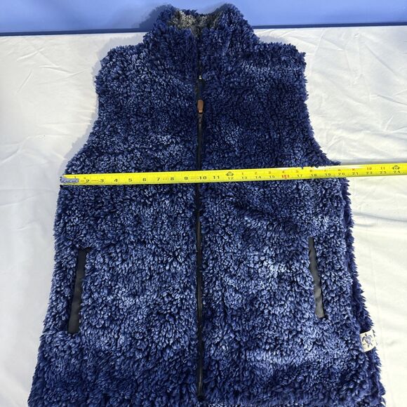 Simply Southern Vest Womens L Blue Blue Faux Fur Full Zip Pockets Sleeveless - Picture 8 of 10